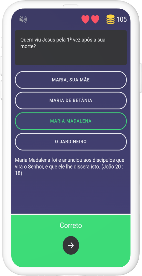 Captura de tela do app Perguntas e Respostas Bíblia